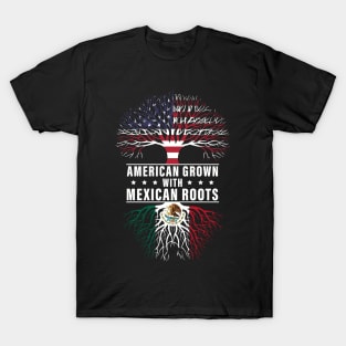 American Grown With Mexican Roots, American Flag With Mexican Flag, 4th Of July T-Shirt